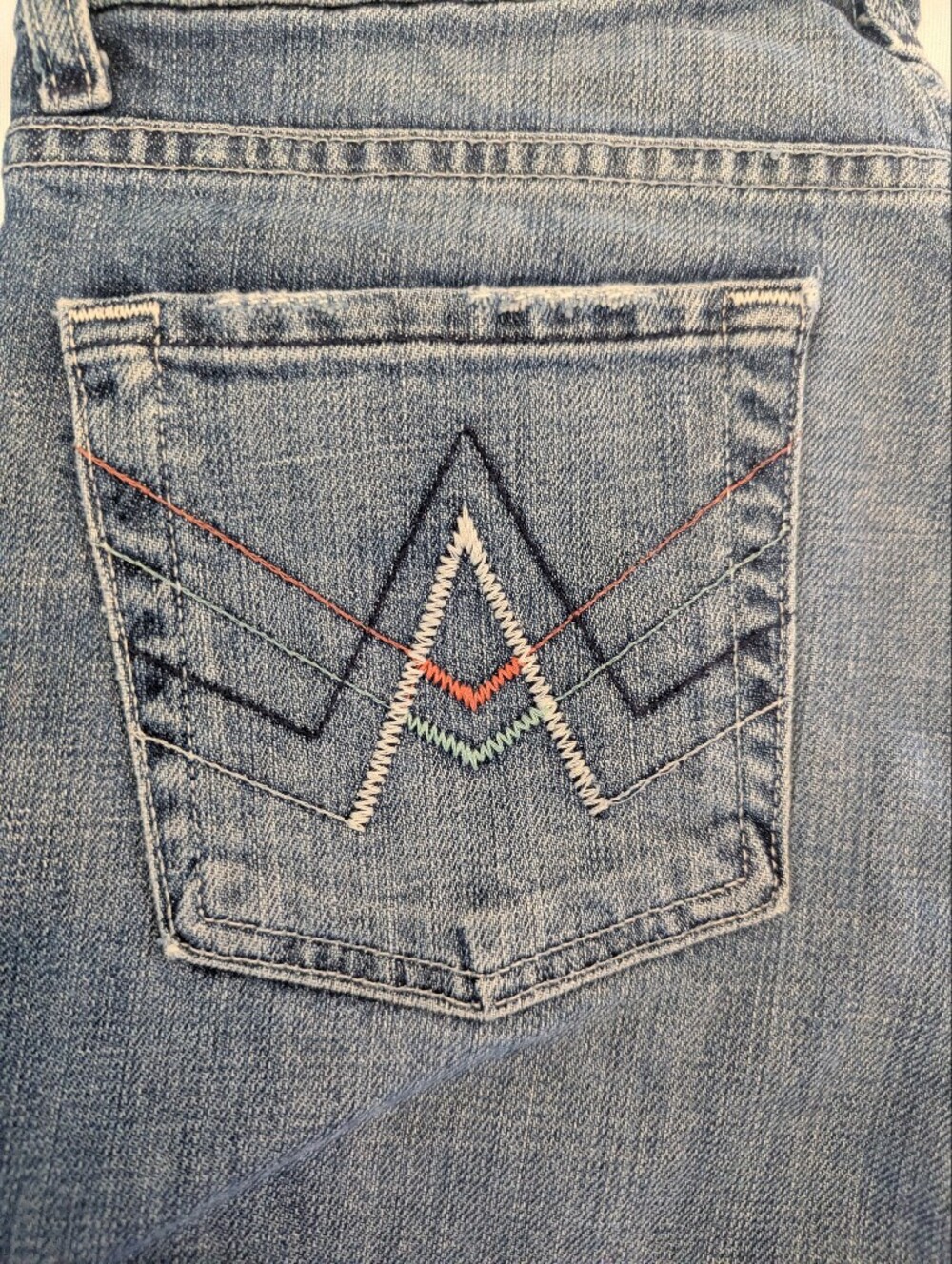 7 FOR ALL MANKIND Women's Light Blue Denim Jeans Embroidered A Pocket